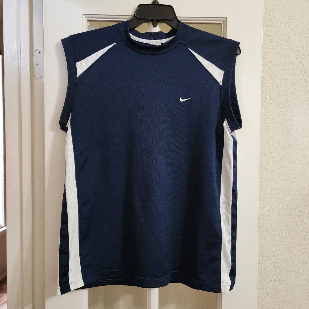 Nike Sleeveless Training Shirt Navy White Athletic Muscle Tank Size Large - Picture 1 of 13